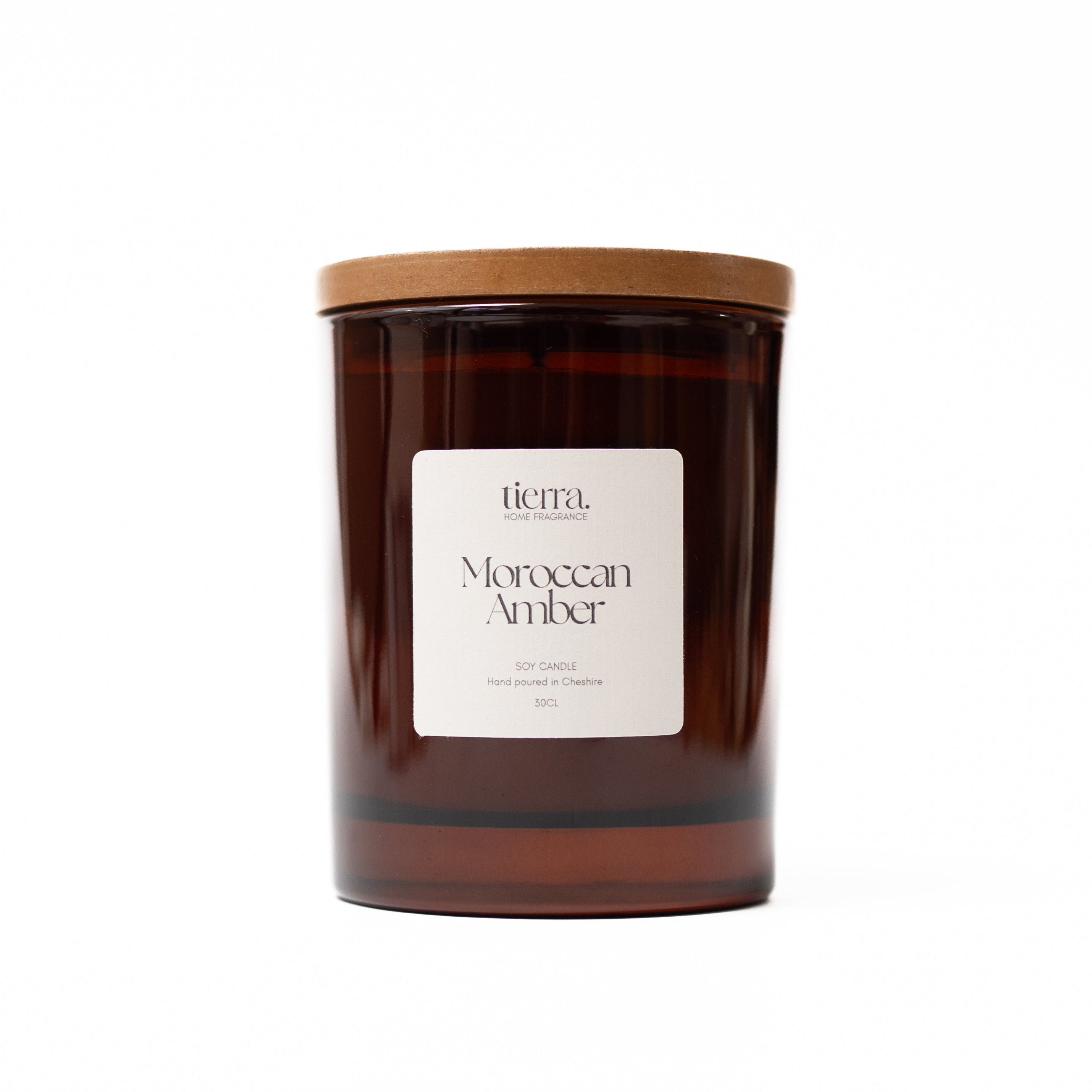 30cl Moroccan Amber soy wax candle in amber glass jar